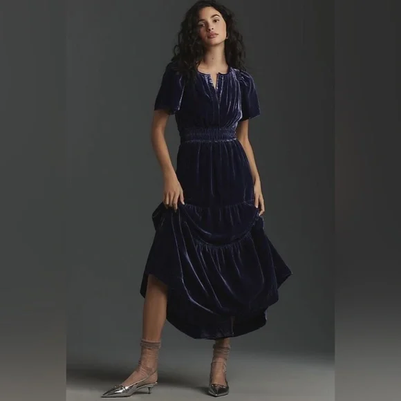 Anthropologie | Dresses | Anthropologie The Somerset Maxi Dress The Velvet  Edition Navy Blue | Poshmark